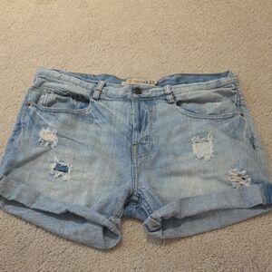 Zara Lowrise Boyfriend Baggy Distressed Denim Shorts